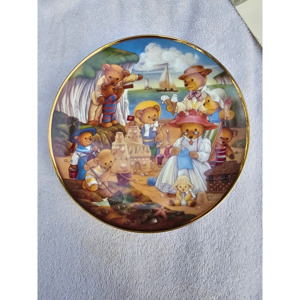 Franklin Mint Teddy Bear Beach Party Collector Plate Lim Edition by Carol Lawson